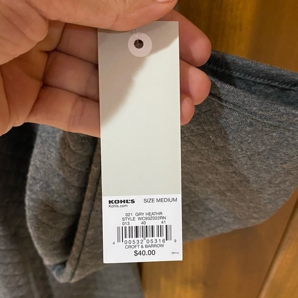 Croft & Barrow: Quilted Heather Grey Full Zip Up Loungewear Jacket Coat Medium - Picture 5 of 12